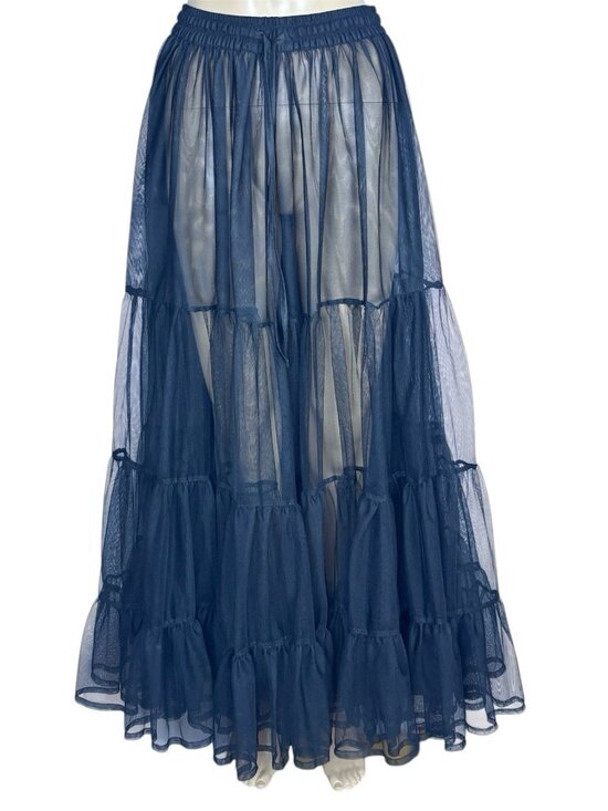 Dresses & Skirts - Black Tulle Maxi Skirt Sheer Women’s Sz XL Goth Vampire Witchy Dark Fantasy